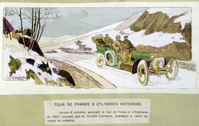 Kilpailu: Tour de France 1907 - piirustus Ernest Montaut (1878-1909). tekijältä Ernest Montaut
