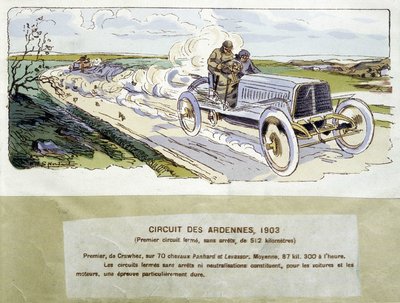 Kilpa-ajo: Ardennien rata vuonna 1903, piirustus Ernest Montaut (1878-1909). tekijältä Ernest Montaut