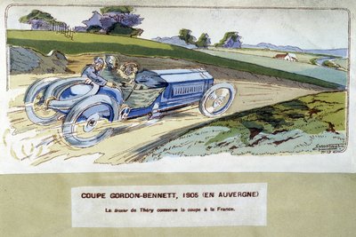 Kilpa-ajo: Gordon Bennett Cup (Gordon-Bennett) vuonna 1905 - piirustus Ernest Montaut (1878-1909). tekijältä Ernest Montaut