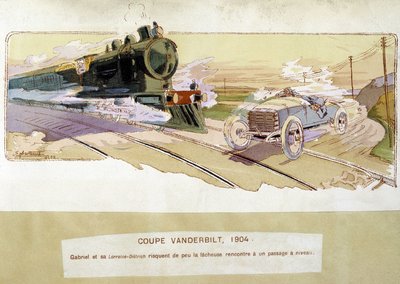 Kilpa-ajo: Vanderbilt Cup vuonna 1904 - piirustus Ernest Montaut (1878-1909). tekijältä Ernest Montaut