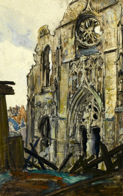 Peronne, 3.1.1919 (liitu ja guassi paperilla) tekijältä Ernest Procter