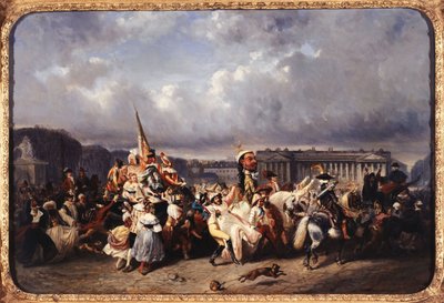 Carnaval place de la Concorde, nykyinen 8. arrondissement, vuosina 1840-1845 (öljy kankaalle) tekijältä Ernest Seigneurgens