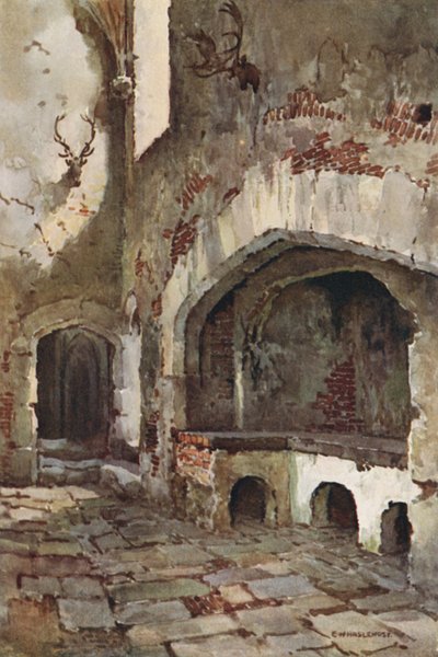 Wolseyn keittiön kulma (väri litho) tekijältä Ernest William Haslehust