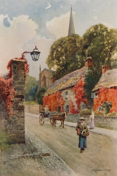 Bakewell, South Church Street (värilitho) tekijältä Ernest William Haslehust