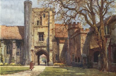 Beaufort Tower ja Ambulatory St Cross (väri litho) tekijältä Ernest William Haslehust