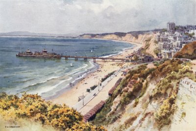 Bournemouth Pier ja Sands Eastcliffistä (väri litho) tekijältä Ernest William Haslehust