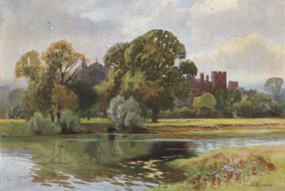 Eton College Windsorista (väri litho) tekijältä Ernest William Haslehust