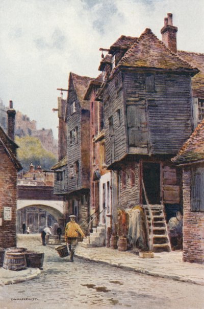 Kalastajakortteli, Folkestone (värilitho) tekijältä Ernest William Haslehust