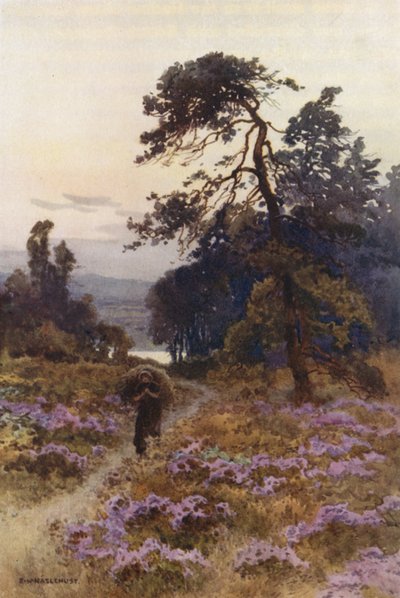 Harlow Moor, Harrogate (väri litho) tekijältä Ernest William Haslehust