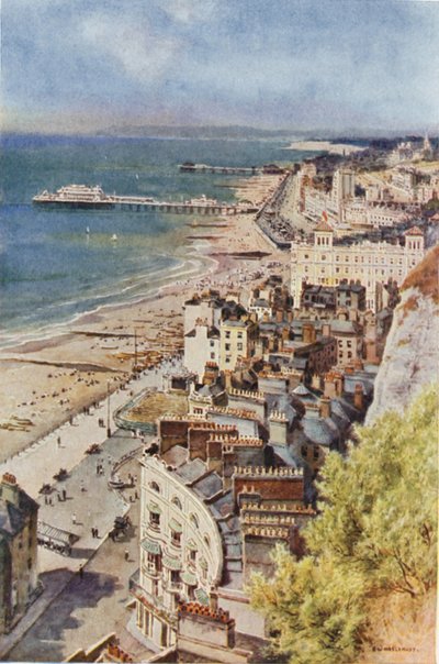 Hastings ja St. Leonards linnasta (väri litho) tekijältä Ernest William Haslehust