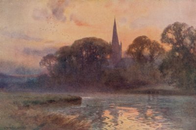 Holy Trinity Church, Stratford-on-Avon (väri litho) tekijältä Ernest William Haslehust