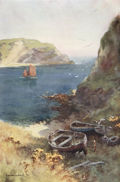 Lulworth Cove (väri litho) tekijältä Ernest William Haslehust