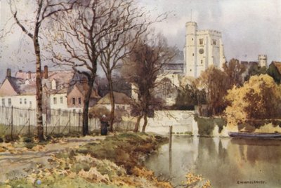 Maidstone, Kaikkien pyhien kirkko ja palatsi (väri litho) tekijältä Ernest William Haslehust
