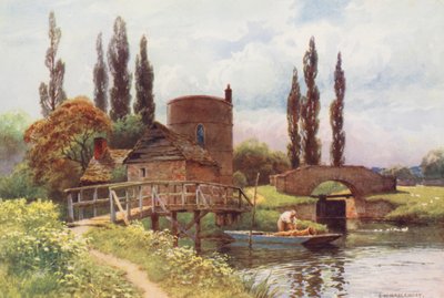 Thames-joki: Inglesham Round House (värilitografia). tekijältä Ernest William Haslehust