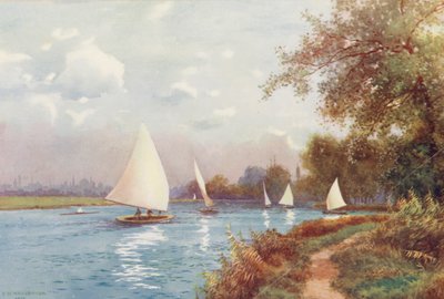 Thames-joki: Kennington Reach, Oxford (värilitro). tekijältä Ernest William Haslehust