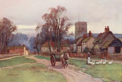Thames-joki: Sutton Courtney Village (värilitro) tekijältä Ernest William Haslehust