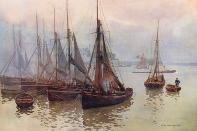 Thames-joki: Gravesend (värilitografia). tekijältä Ernest William Haslehust
