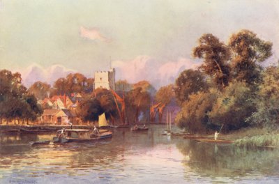 Thames-joki: Twickenham (värilitografia). tekijältä Ernest William Haslehust