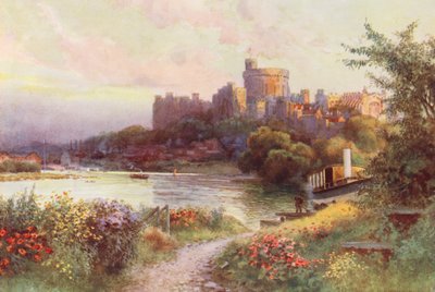 Thames-joki: Windsor (värilitografia) tekijältä Ernest William Haslehust