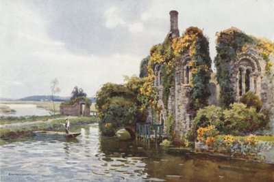 Norman Housen rauniot, Christchurch (väri litho) tekijältä Ernest William Haslehust