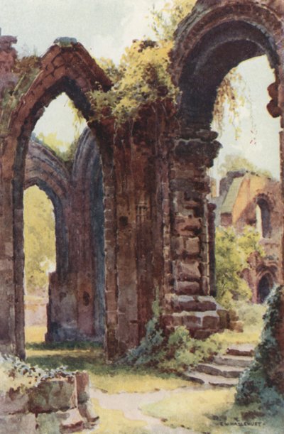 Pyhän Johanneksen rauniot (väri litho) tekijältä Ernest William Haslehust
