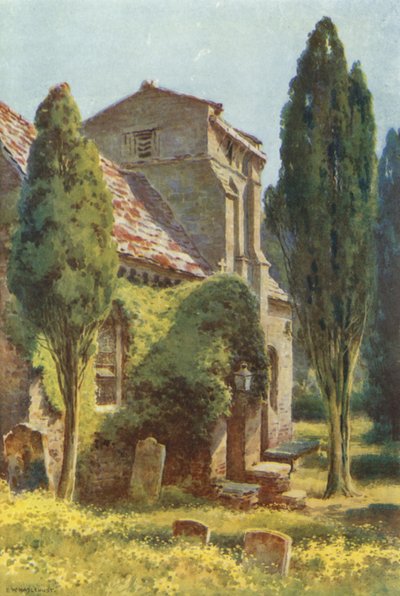 Studland Church (väri litho) tekijältä Ernest William Haslehust