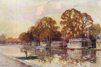 College Proomut ja Folly Bridge (värilitho) tekijältä Ernest William Haslehust