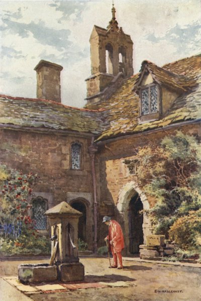 The Coningsby, o Red Coat Hospital (litografia en color) finlandès tekijältä Ernest William Haslehust