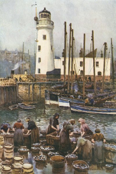 Satama sillikauden aikana (väri litho) tekijältä Ernest William Haslehust