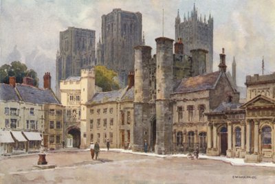 The Market Place, Wells (väri litho) tekijältä Ernest William Haslehust