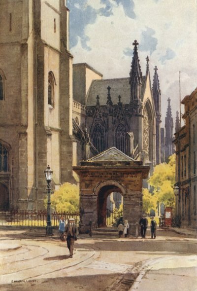 Old Well House ja seurakuntakirkko, Leamington (väri litho) tekijältä Ernest William Haslehust