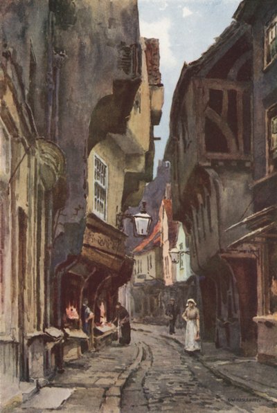 The Shambles (väri litho) tekijältä Ernest William Haslehust