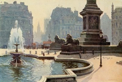 Trafalgar Square (väri litho) tekijältä Ernest William Haslehust