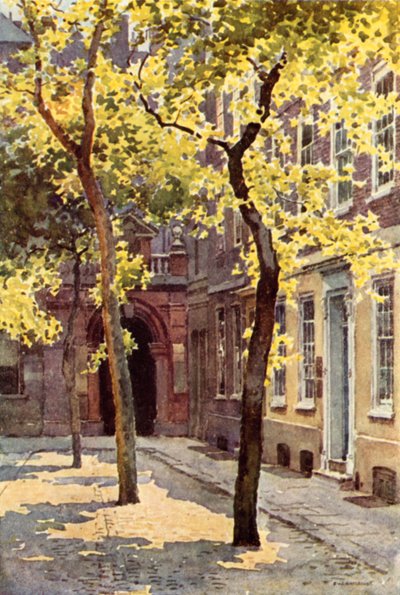 Wardrobe Place, Blackfriars (väri litho) tekijältä Ernest William Haslehust