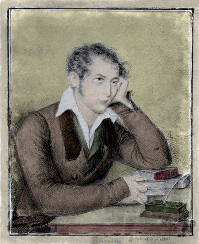 Risorgimento: Ernesta Bisin piirustus patriootin, filosofin, poliittisen ajattelijan Carlo Cattaneon (1801-1869) muotokuva tekijältä Ernesta Legnani