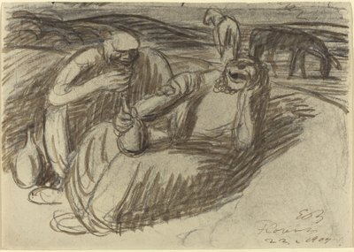 Italian talonpojat viinipulloilla tekijältä Ernst Barlach