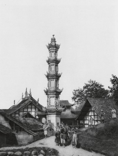 Kiungchou, Szechuan, kylä (s/w-kuva) tekijältä Ernst Boerschmann