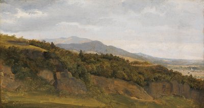 Saksalainen maisema näköalalla kohti laajaa laaksoa, n. 1829-30. tekijältä Ernst Christian Frederik Petzholdt