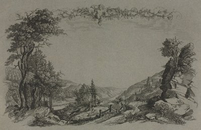 aSis vistes del castell de Heidelberg: portada, escena de caça finlandesa tekijältä Ernst Fries