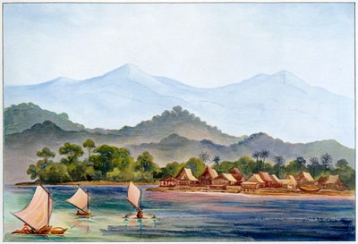 Kylä, Sumatra, Indonesia, 1906 tekijältä Ernst Haeckel