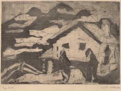 Alppimajat sumussa, 1920. tekijältä Ernst Ludwig Kirchner