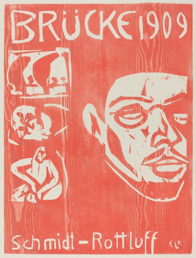 Brucken taiteilijaryhmän neljännen vuosikirjan kansi, 1909. tekijältä Ernst Ludwig Kirchner