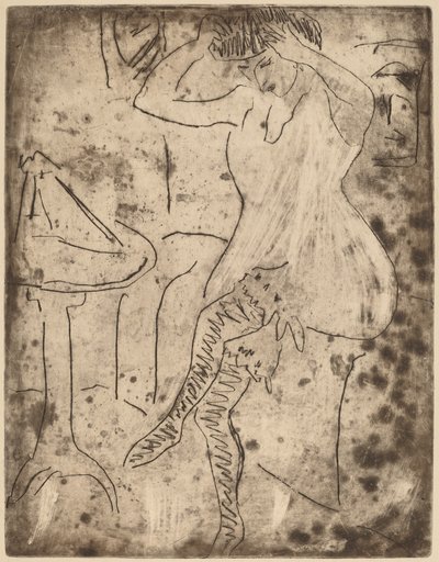 Dodo järjestää hiuksiaan, 1909. tekijältä Ernst Ludwig Kirchner
