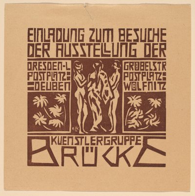Kutsu...Brücke-taiteilijaryhmän näyttely Kutsu näyttelyyn..., 1906. tekijältä Ernst Ludwig Kirchner