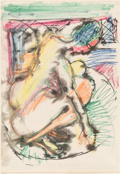 Erna kylpee kylpyammeessa, 19131914. tekijältä Ernst Ludwig Kirchner