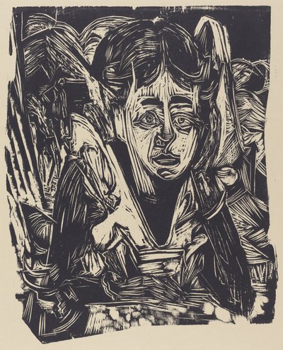 Tyttö unelmoi, 1918. tekijältä Ernst Ludwig Kirchner