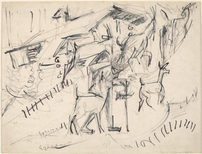 Vuohipaimen vuohien kanssa, 1917. tekijältä Ernst Ludwig Kirchner