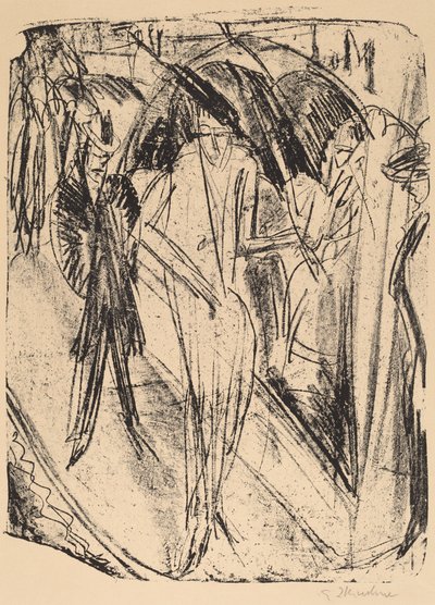 Lady in the Rain, 1914. tekijältä Ernst Ludwig Kirchner