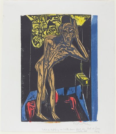 Peter Schlemihlin ihmeellinen tarina: Schlemihl huoneen yksinäisyydessä..., 1915. tekijältä Ernst Ludwig Kirchner
