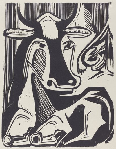Suuri lehmä makuulla Grosse Liegende Kuh, 1929. tekijältä Ernst Ludwig Kirchner